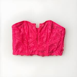 Victoria's Secret Dream Angels Neon Hot Pink Lace Strapless Bustier Corset S
